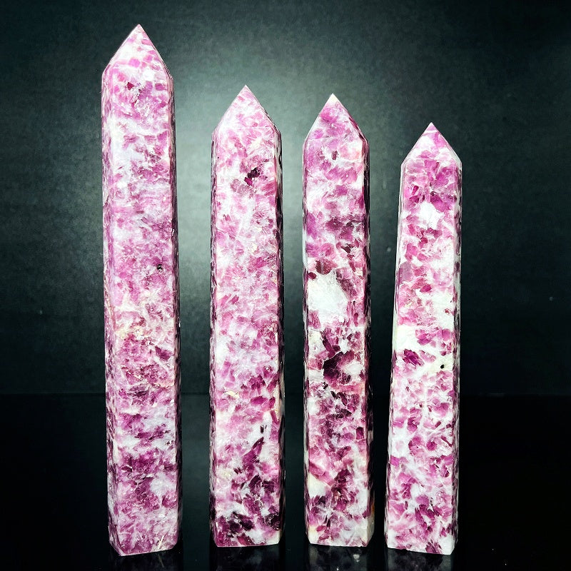 Natural Purple lithium mica single pointed column Heal ing Gemstone Home Decor