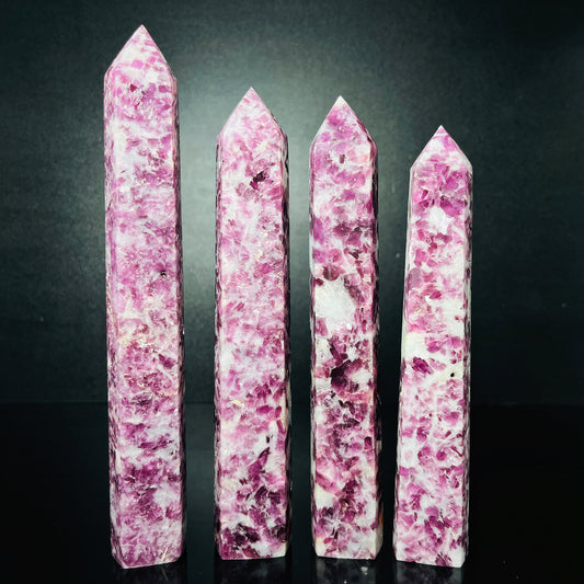 Natural Purple lithium mica single pointed large column Heal ing Gemstone Home Decor
