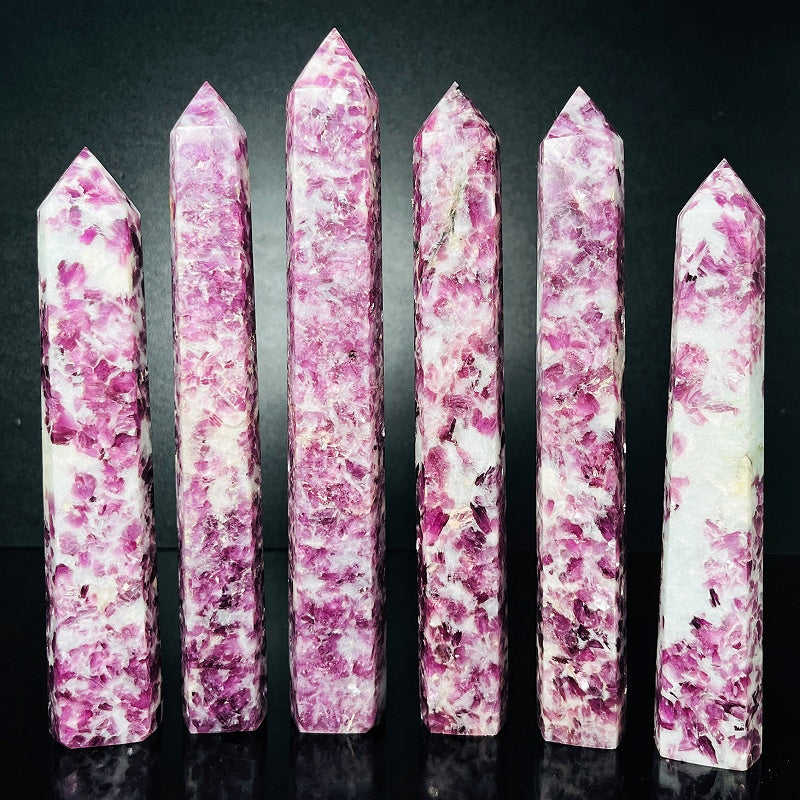 Natural Purple lithium mica single pointed column Heal ing Gemstone Home Decor