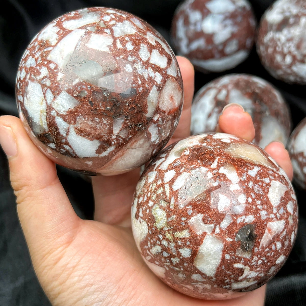 Natural Red brown agate ball Heal ing Gemstone Home Decor