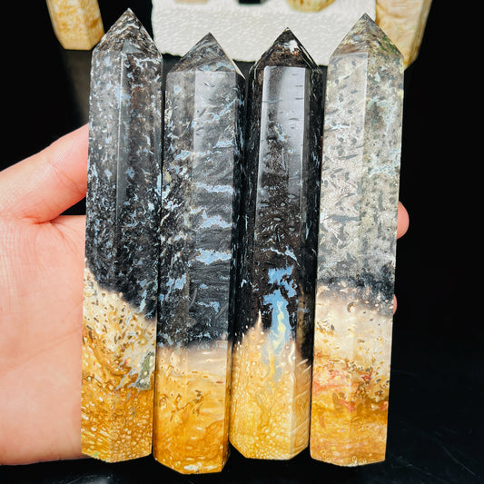 Natural  Palm tree single pointed pillar Heal ing Gemstone Home Decor