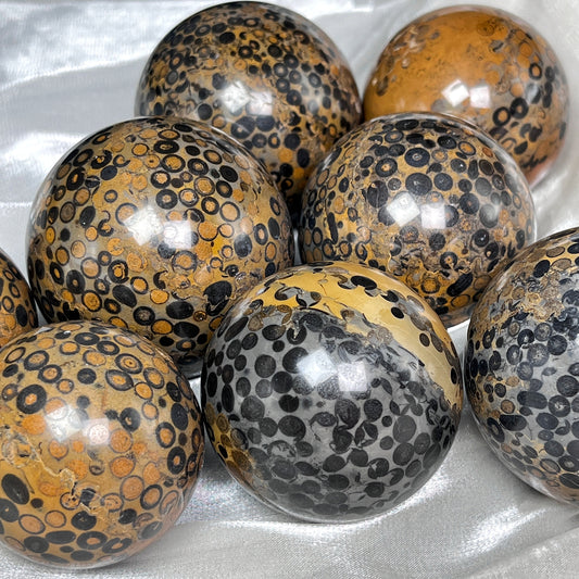 Natural Black Panther Pattern Stone Ball Heal ing Gemstone Home Decor