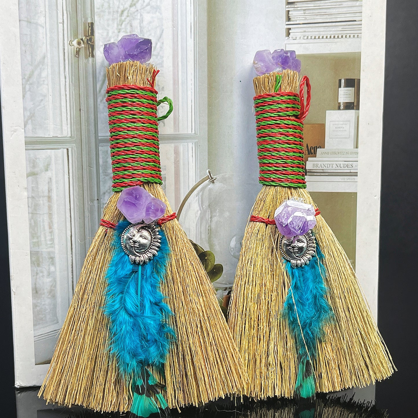Natural Amethyst broom Heal ing Gemstone Home Decor