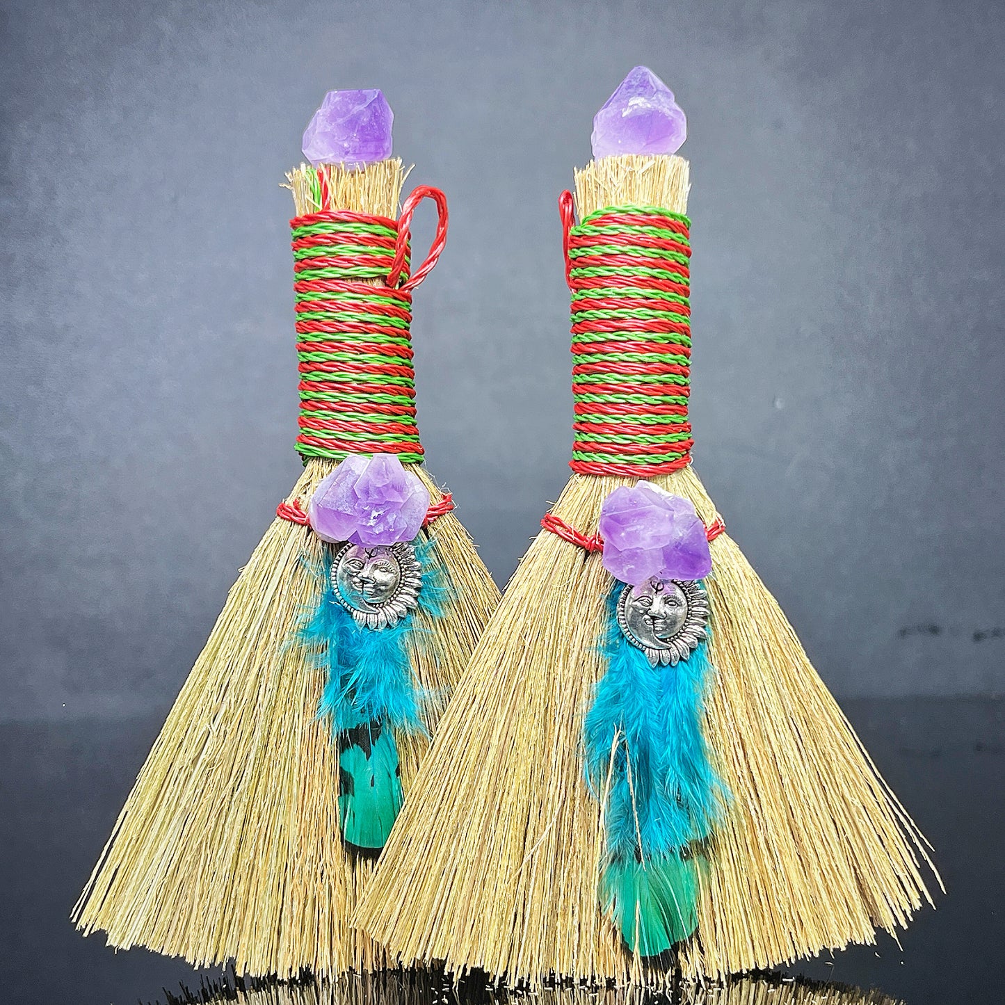 Natural Amethyst broom Heal ing Gemstone Home Decor