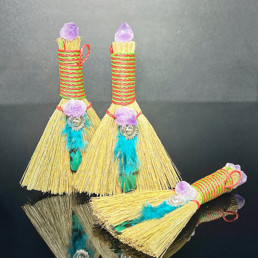 Natural Amethyst broom Heal ing Gemstone Home Decor