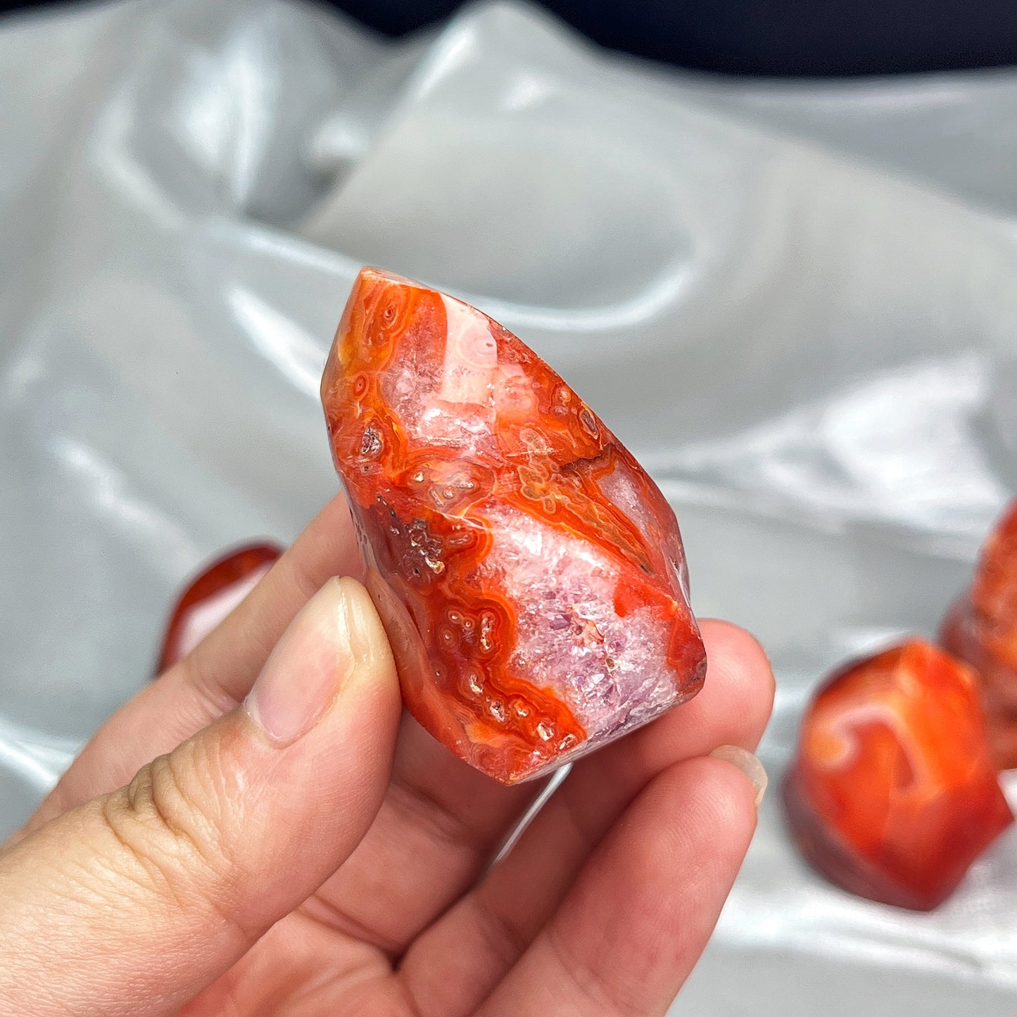 Natural Red agate carved torch Heal ing Gemstone Home Decor