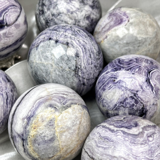 Natural Purple Peacock Stone Ball Heal ing Gemstone Home Decor