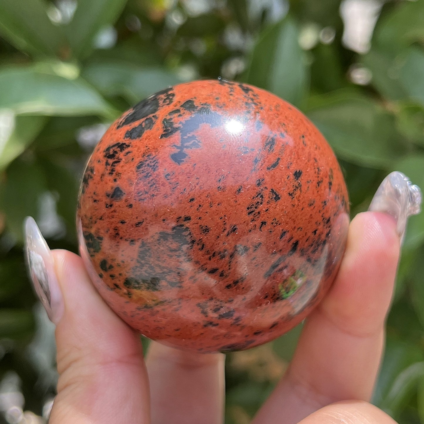 Natural Red obsidian ball Heal ing Gemstone Home Decor