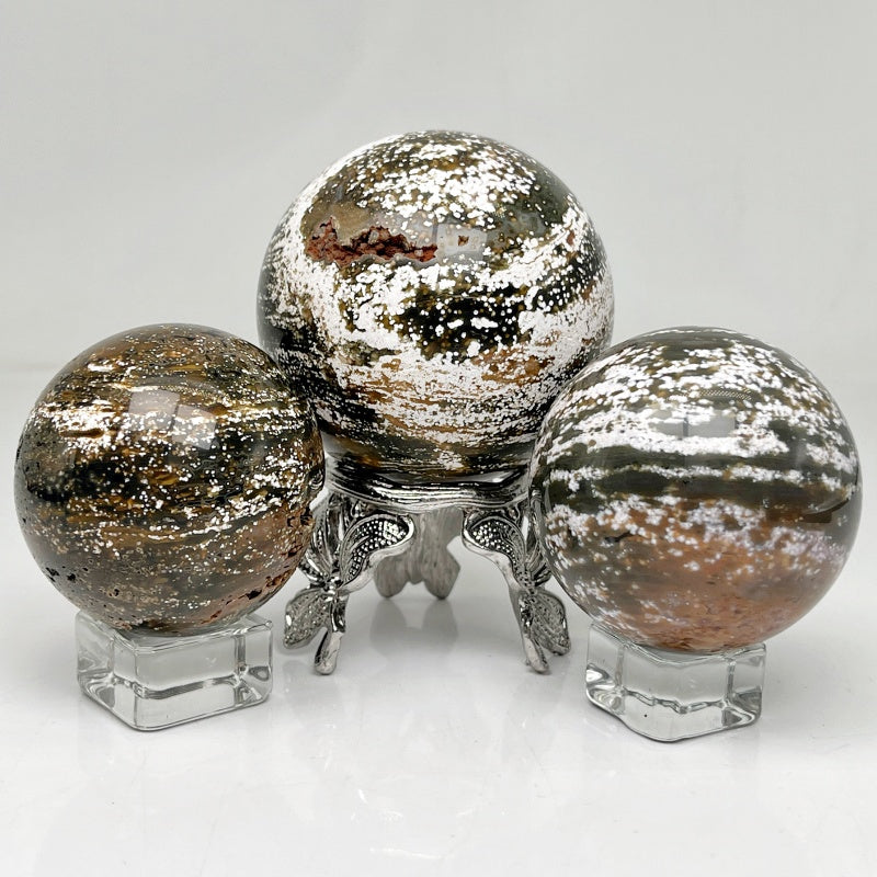 Natural Ocean Jasper Sphere Heal ing Gemstone Home Decor