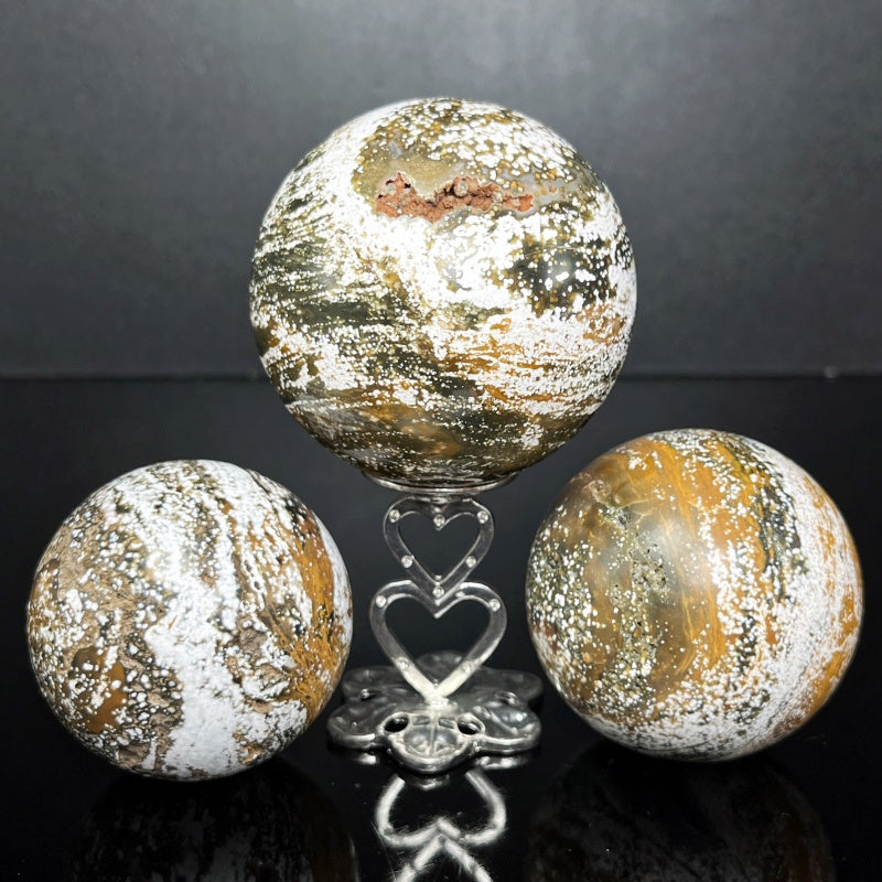 Natural Ocean Jasper Sphere Heal ing Gemstone Home Decor