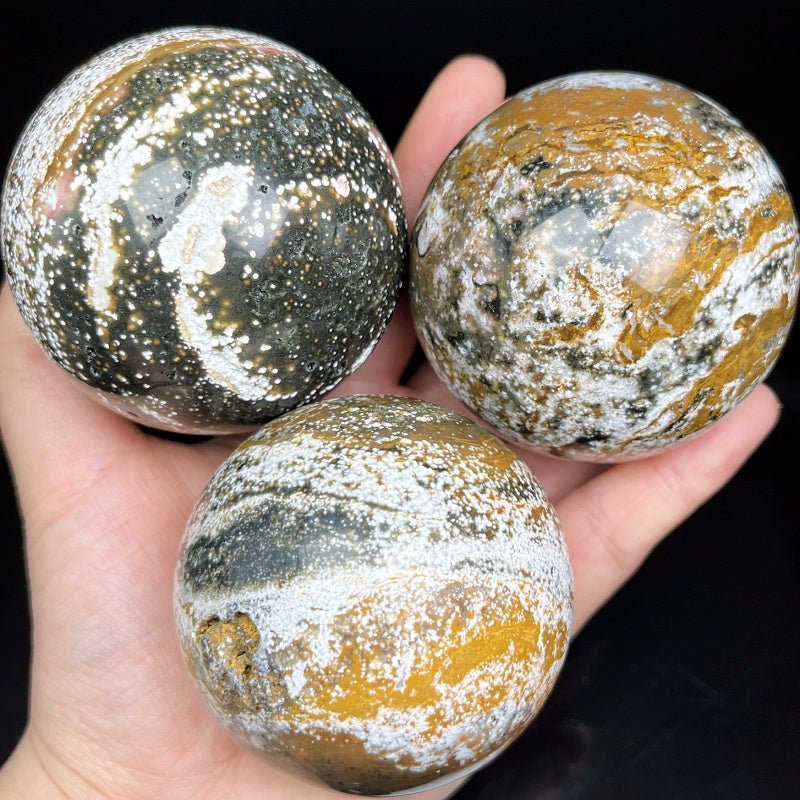 Natural Ocean Jasper Sphere Heal ing Gemstone Home Decor