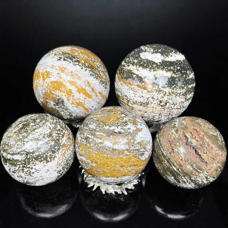 Natural Ocean Jasper Sphere Heal ing Gemstone Home Decor