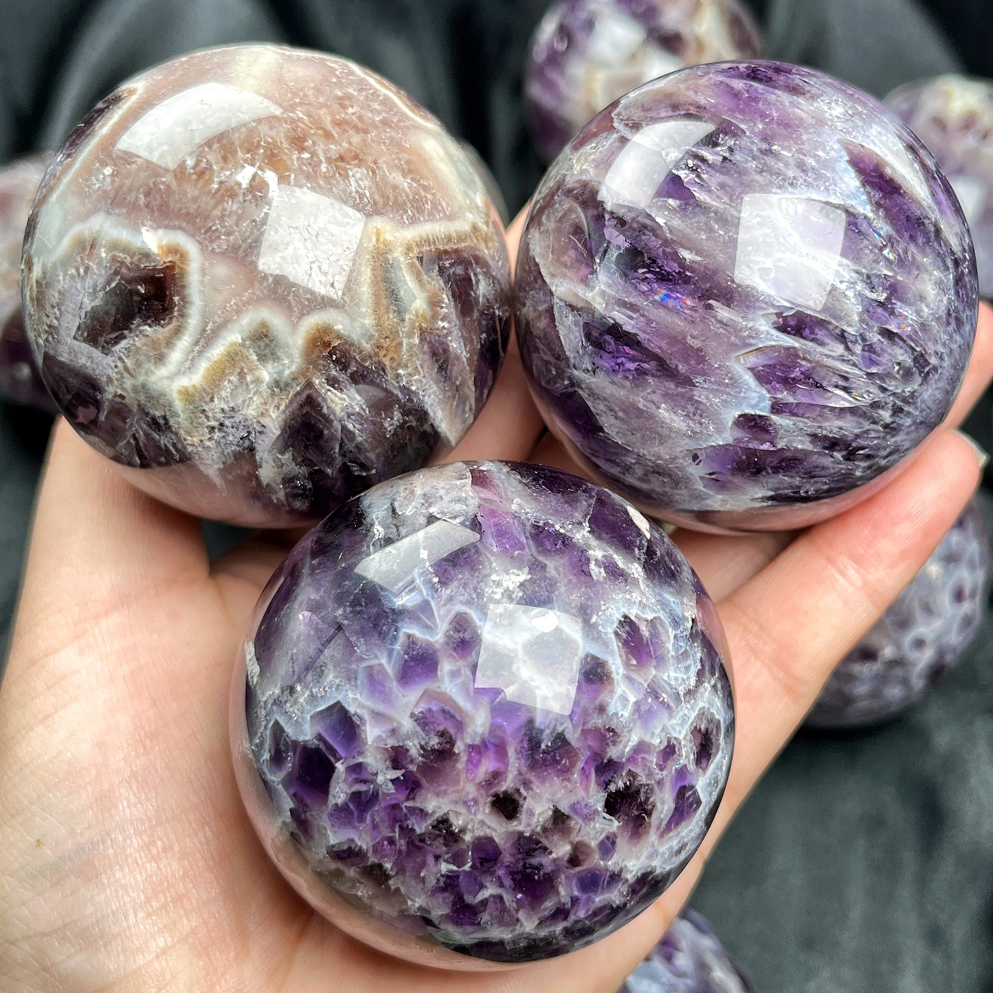 Natural Kaleidoscope amethyst ball Heal ing Gemstone Home Decor