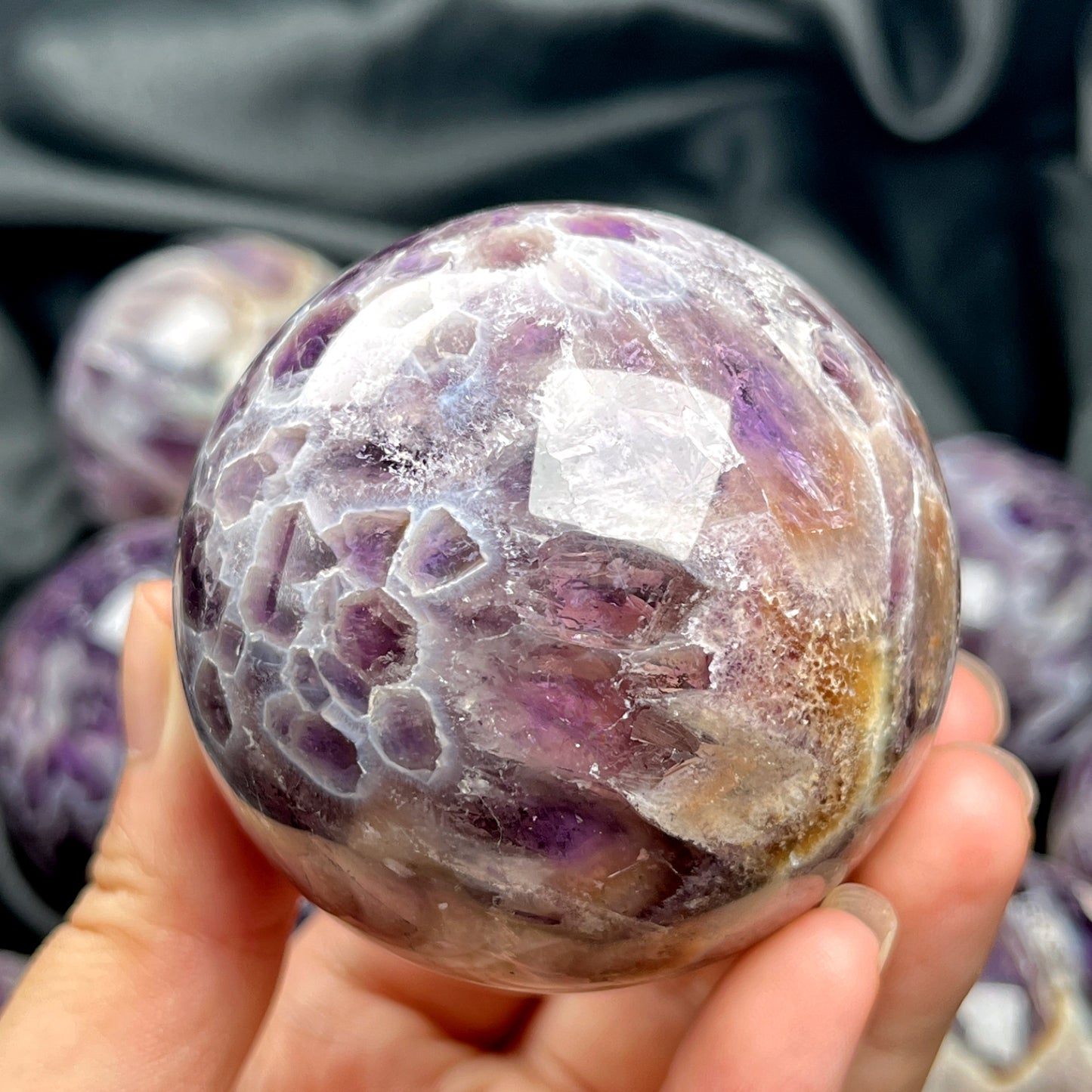 Natural Kaleidoscope amethyst ball Heal ing Gemstone Home Decor