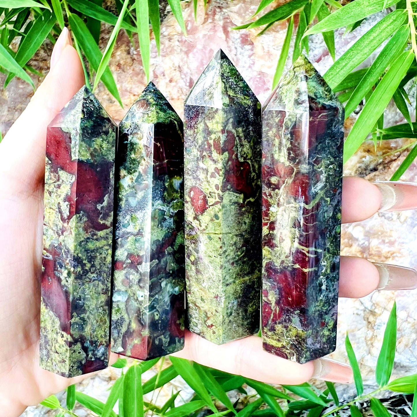 Natural Brazilian Bloodstone Single Pointed Column Heal ing Gemstone Home Decor