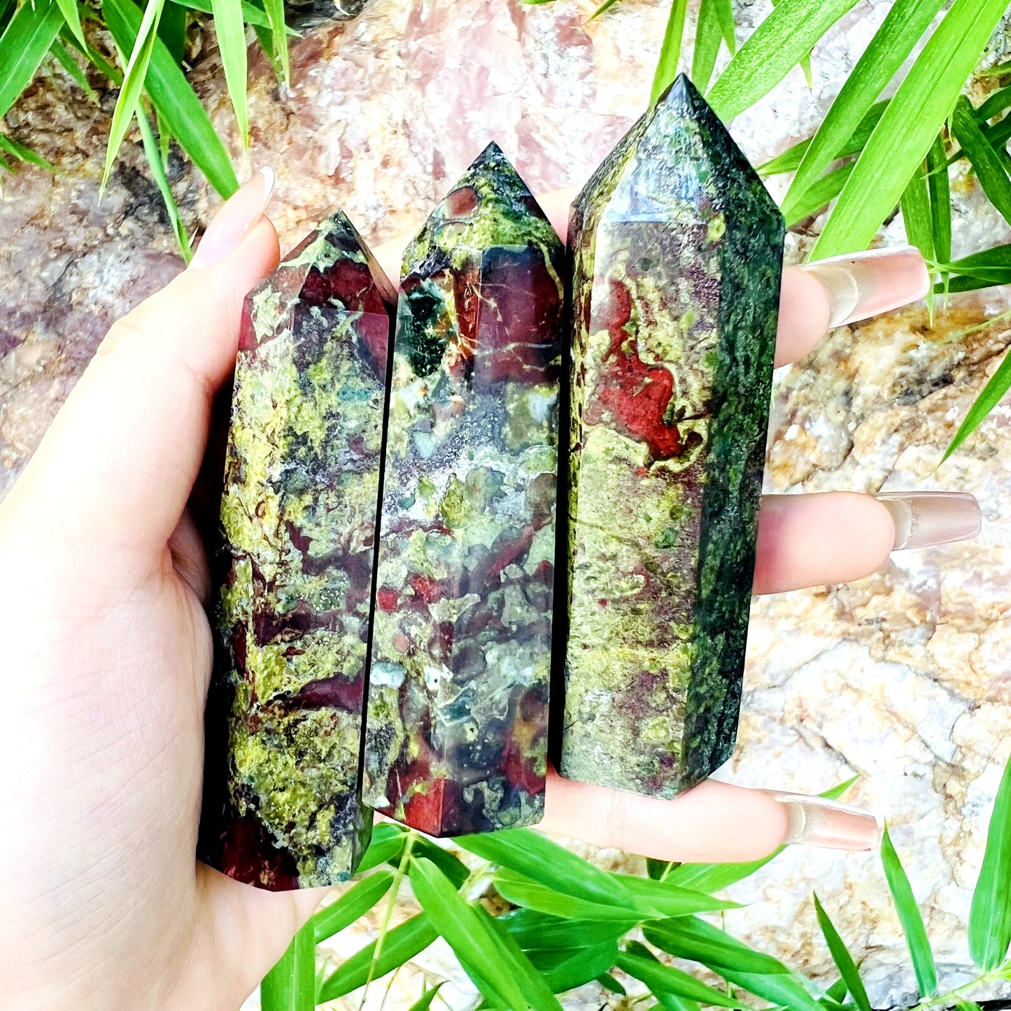 Natural Brazilian Bloodstone Single Pointed Column Heal ing Gemstone Home Decor