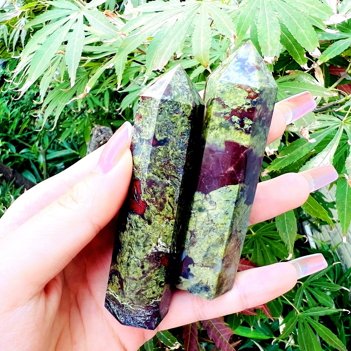 Natural Brazilian Bloodstone Single Pointed Column Heal ing Gemstone Home Decor
