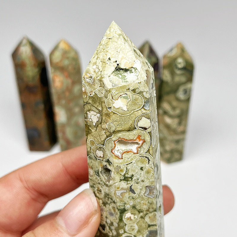 Natural Quezai Stone Single Pointed Column Heal ing Gemstone Home Decor