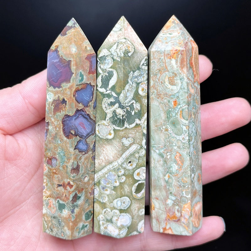Natural Quezai Stone Single Pointed Column Heal ing Gemstone Home Decor