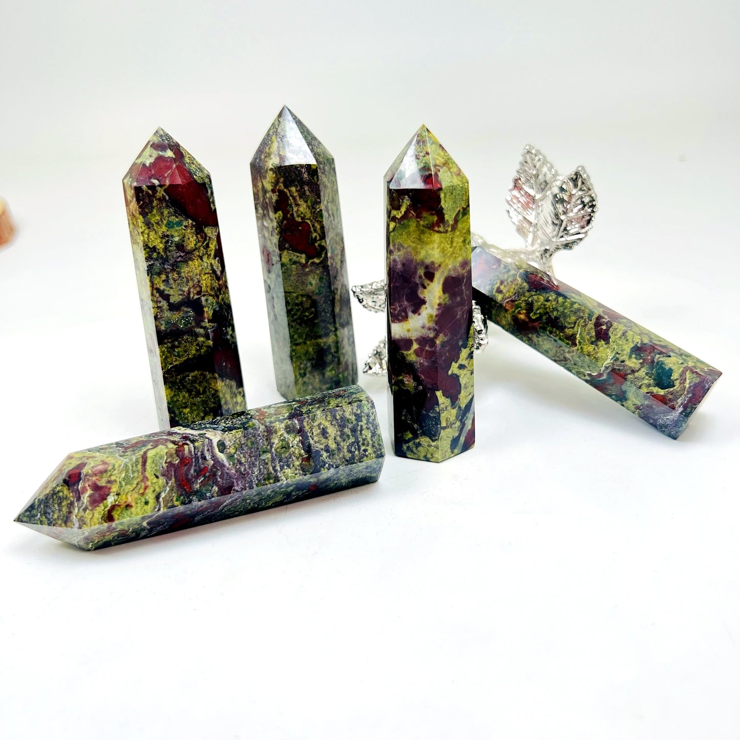 Natural Brazilian Bloodstone Single Pointed Column Heal ing Gemstone Home Decor