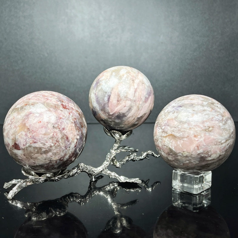 Natural Pink lithium glow ball Heal ing Gemstone Home Decor