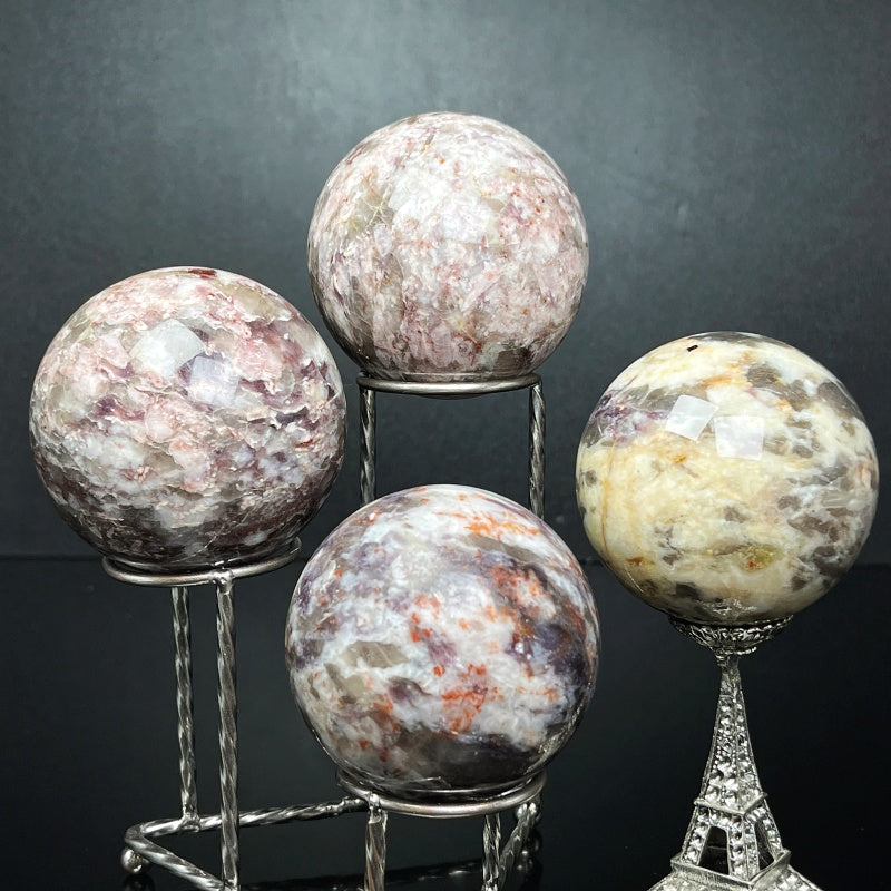 Natural Pink lithium glow ball Heal ing Gemstone Home Decor