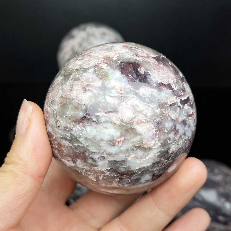 Natural Pink lithium glow ball Heal ing Gemstone Home Decor