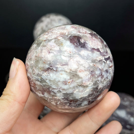 Natural Pink lithium glow ball Heal ing Gemstone Home Decor