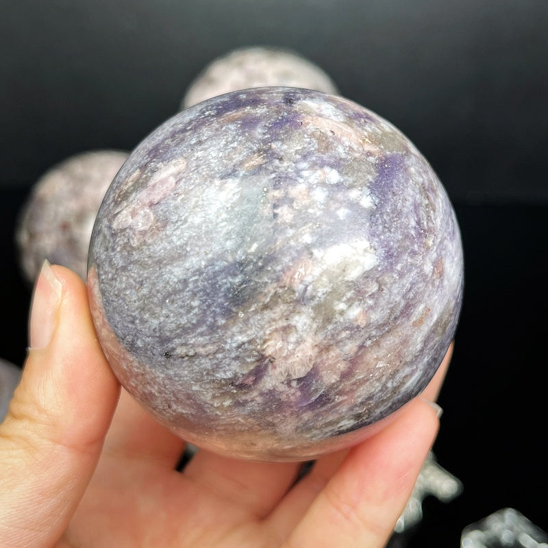 Natural Pink lithium glow ball Heal ing Gemstone Home Decor