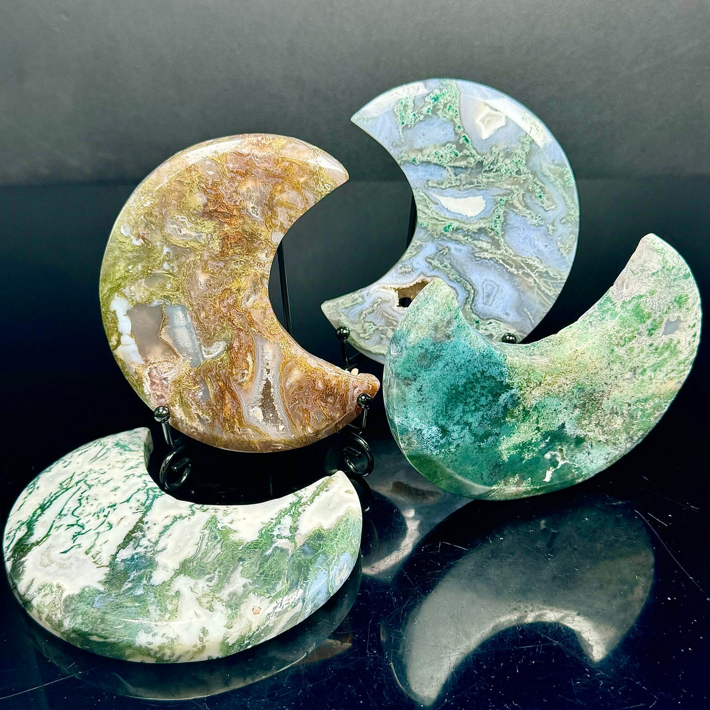 Natural Water grass agate moon Heal ing Gemstone Home Decor