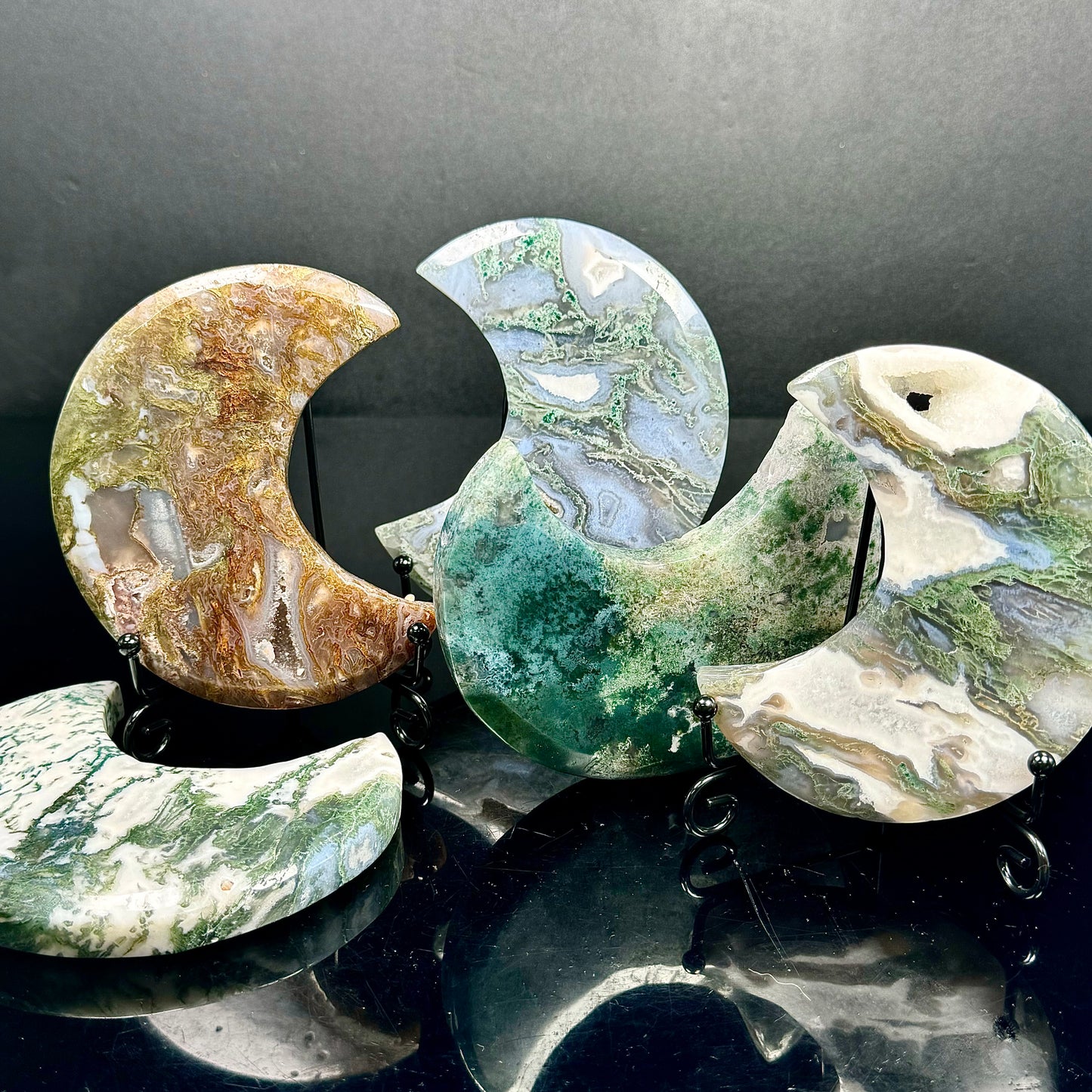 Natural Water grass agate moon Heal ing Gemstone Home Decor
