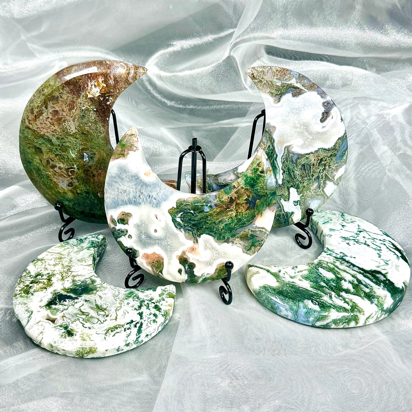 Natural Water grass agate moon Heal ing Gemstone Home Decor