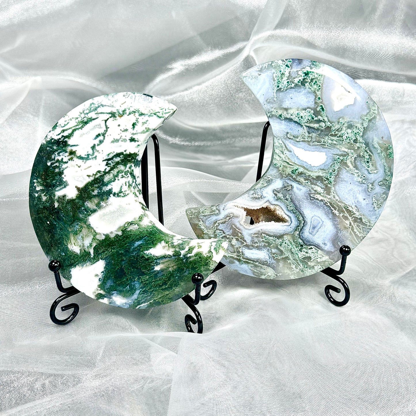 Natural Water grass agate moon Heal ing Gemstone Home Decor