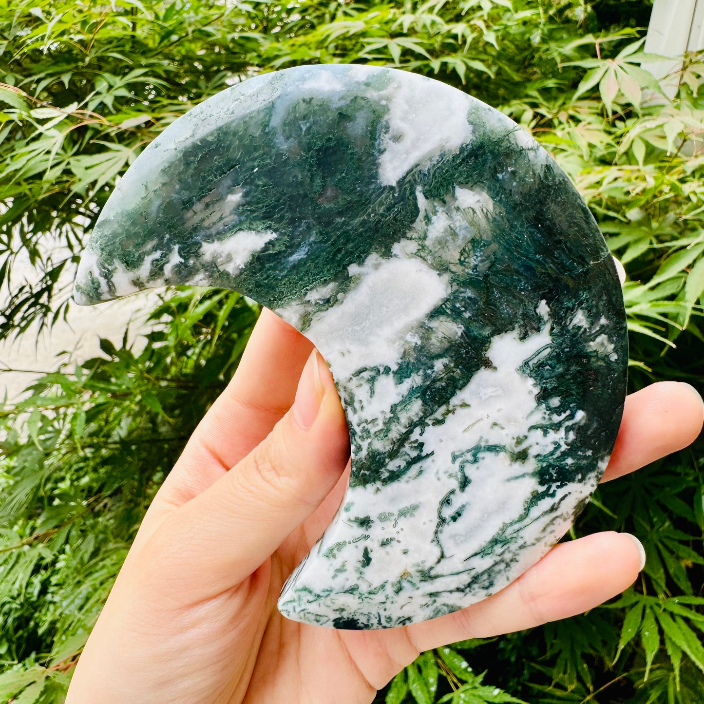 Natural Water grass agate moon Heal ing Gemstone Home Decor