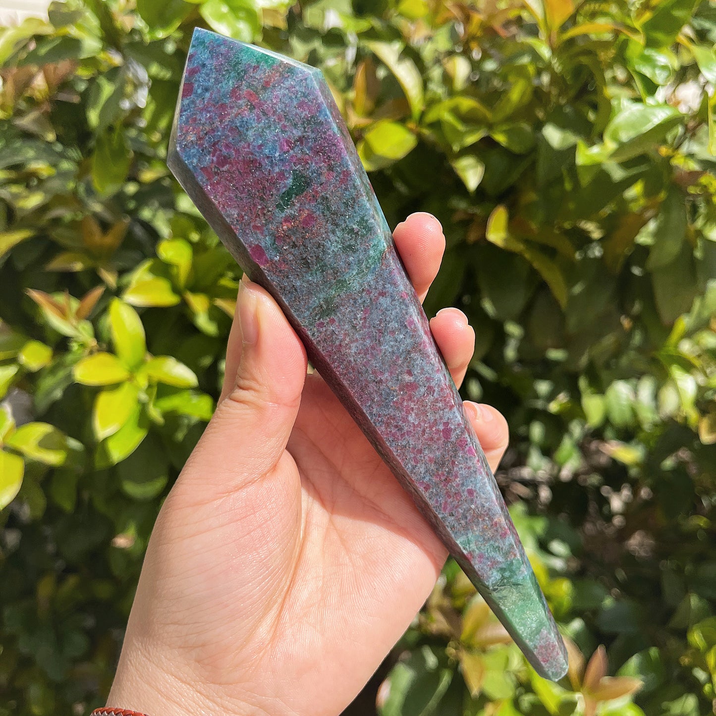Natural Red Blue Green Treasure Scepter Heal ing Gemstone Home Decor