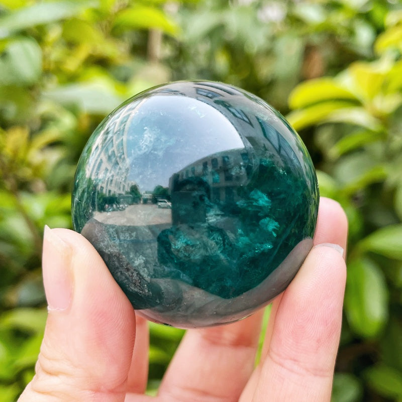 Natural Blue green firefly stone ball Heal ing Gemstone Home Decor