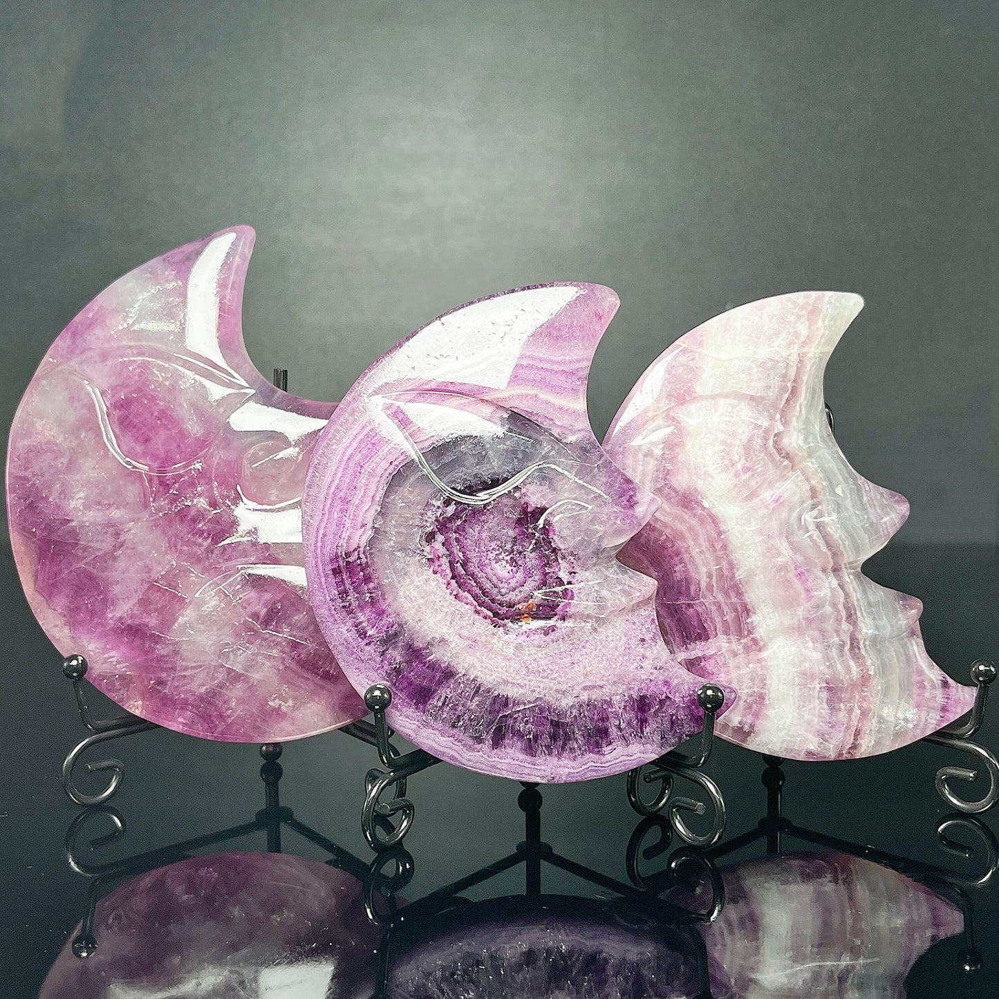 Natural Fluorite Moon Face Heal ing Gemstone Home Decor