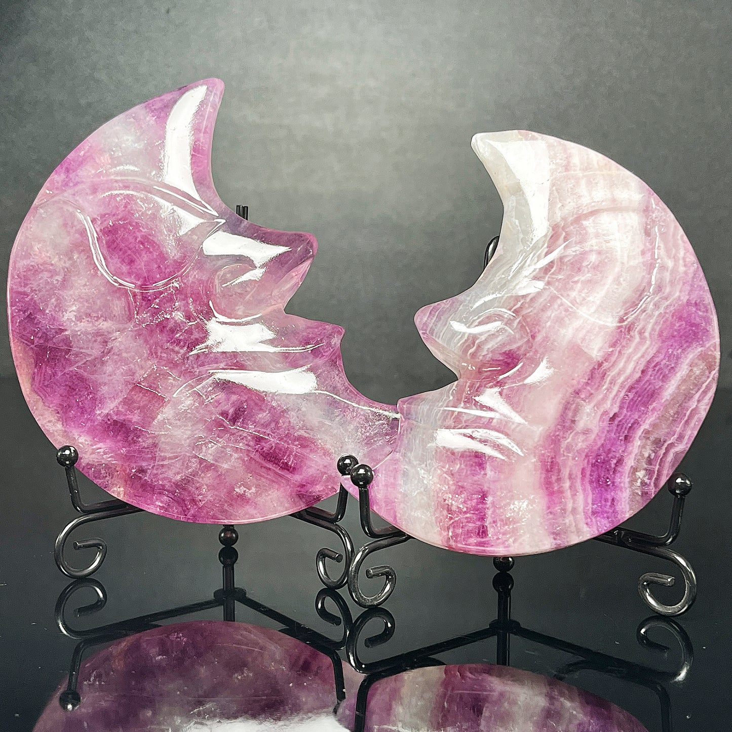 Natural Fluorite Moon Face Heal ing Gemstone Home Decor