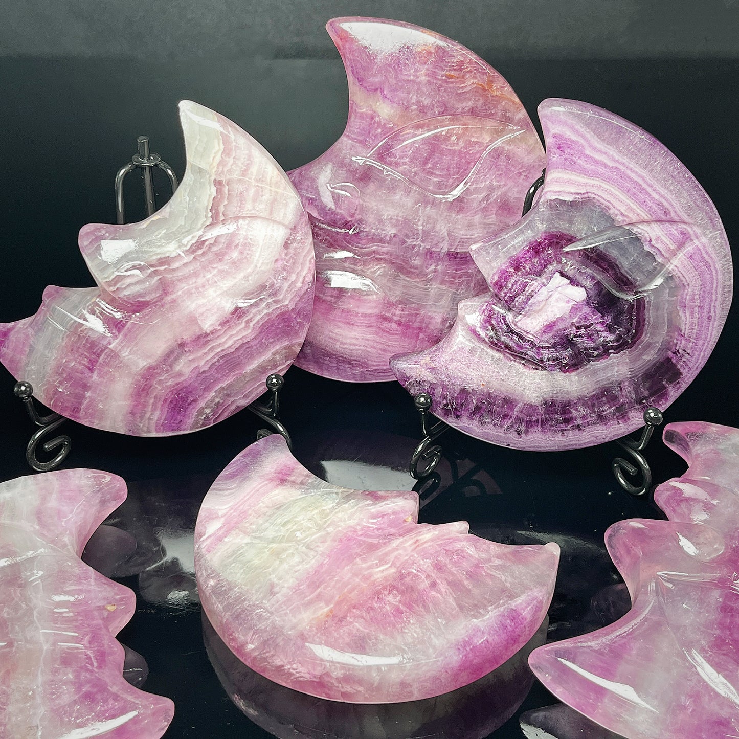 Natural Fluorite Moon Face Heal ing Gemstone Home Decor