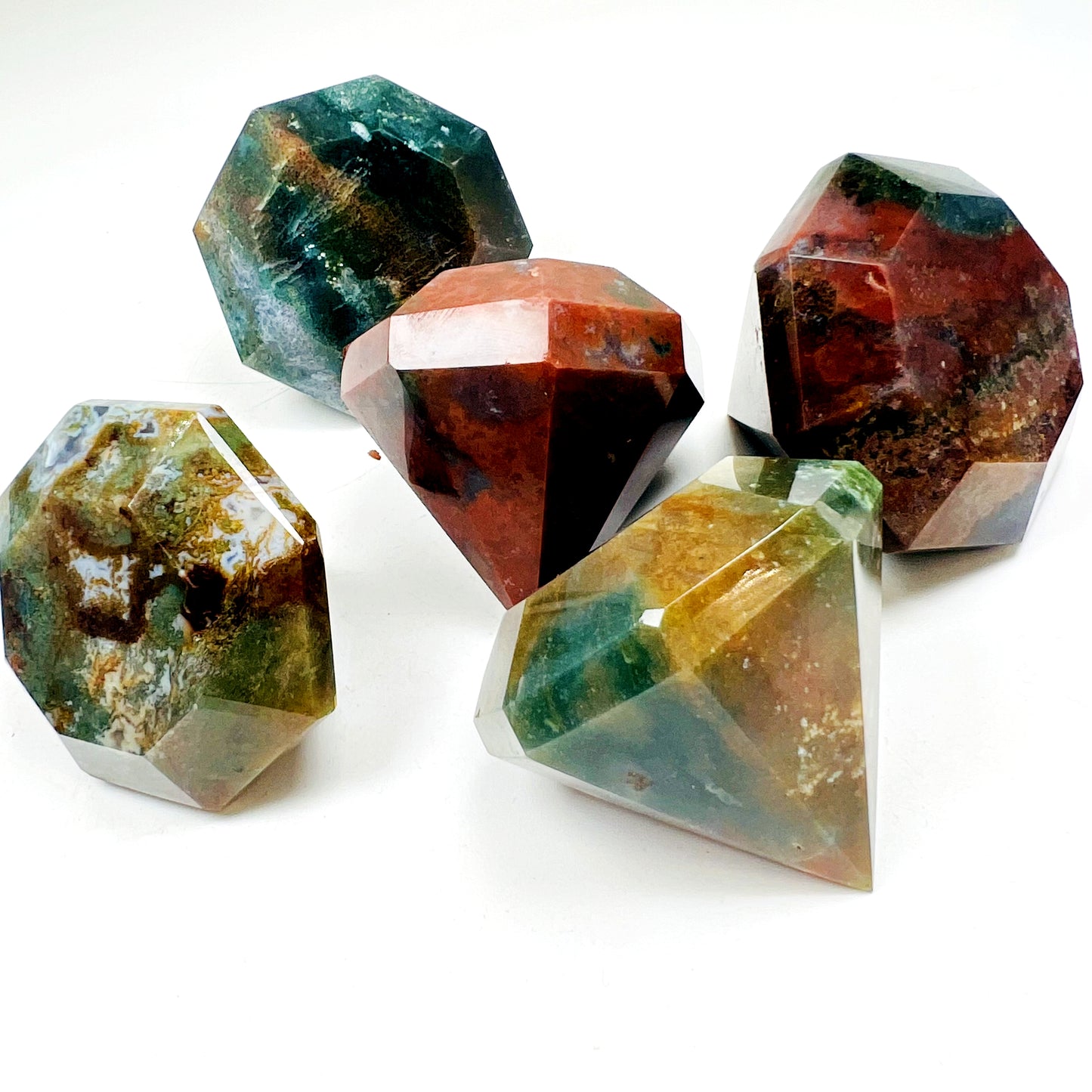 Natural Ocean Water Grass Agate Carving Diamond Heal ing Gemstone Home Decor