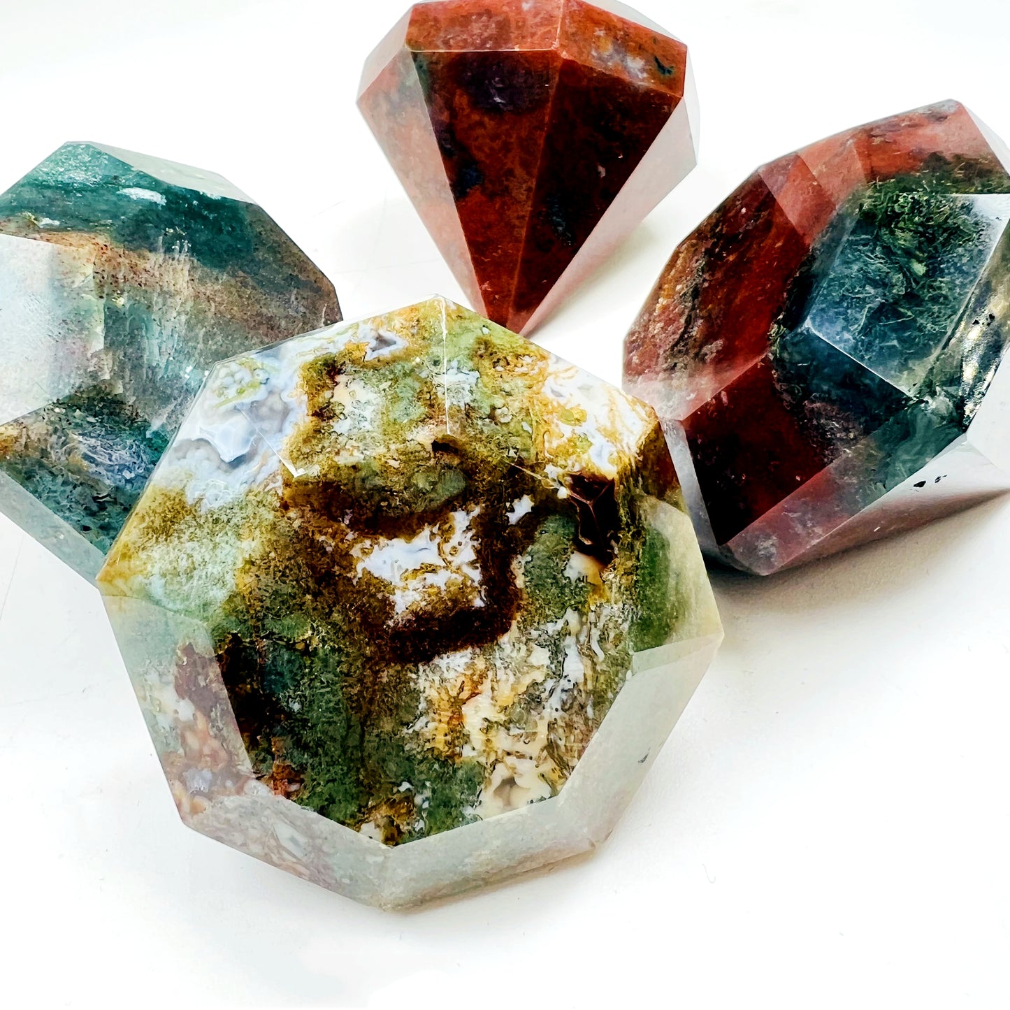 Natural Ocean Water Grass Agate Carving Diamond Heal ing Gemstone Home Decor