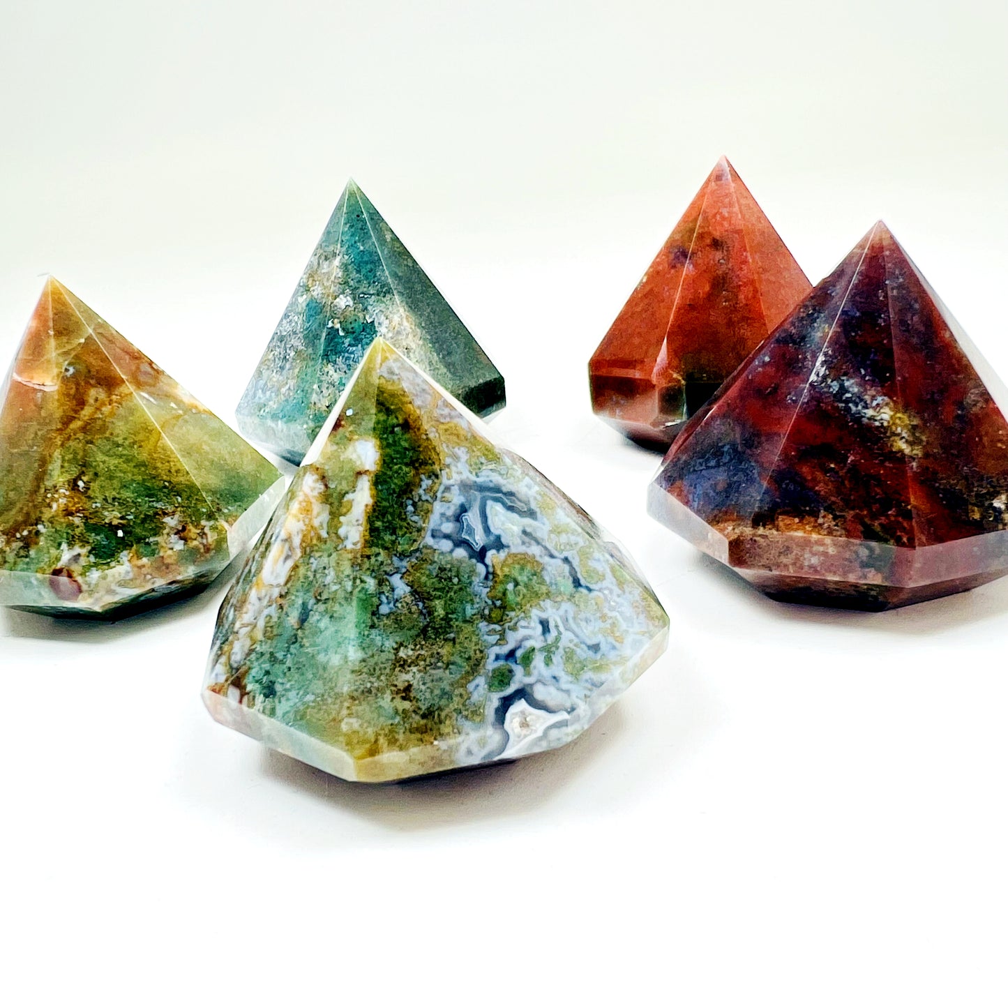Natural Ocean Water Grass Agate Carving Diamond Heal ing Gemstone Home Decor