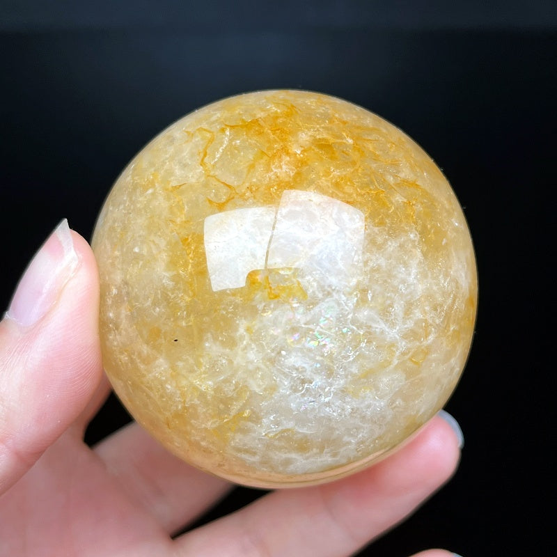 Natural Yellow gum flower ball Heal ing Gemstone Home Decor