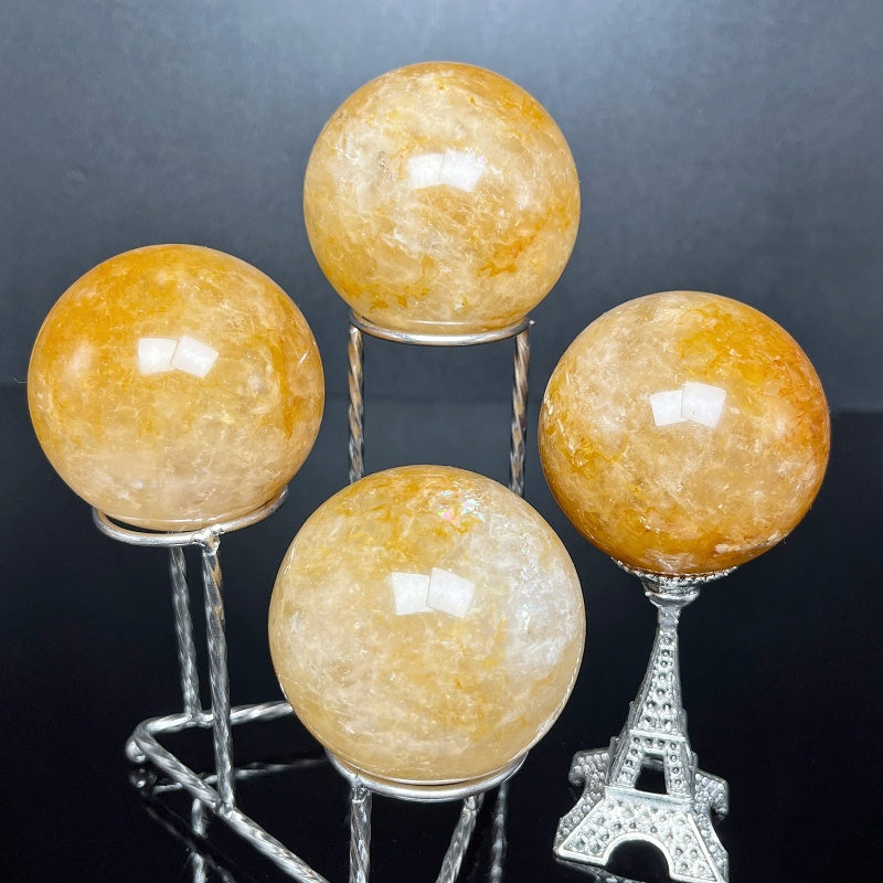 Natural Yellow gum flower ball Heal ing Gemstone Home Decor