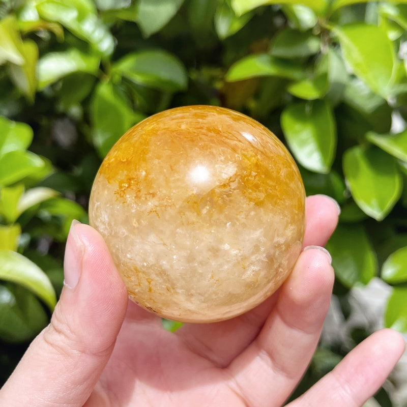 Natural Yellow gum flower ball Heal ing Gemstone Home Decor
