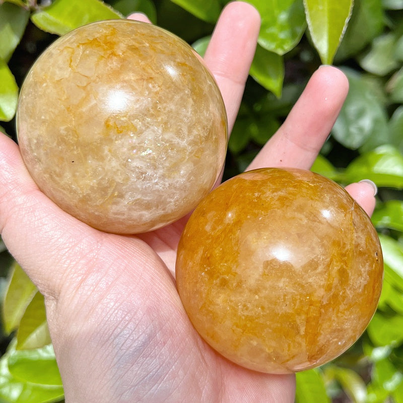 Natural Yellow gum flower ball Heal ing Gemstone Home Decor