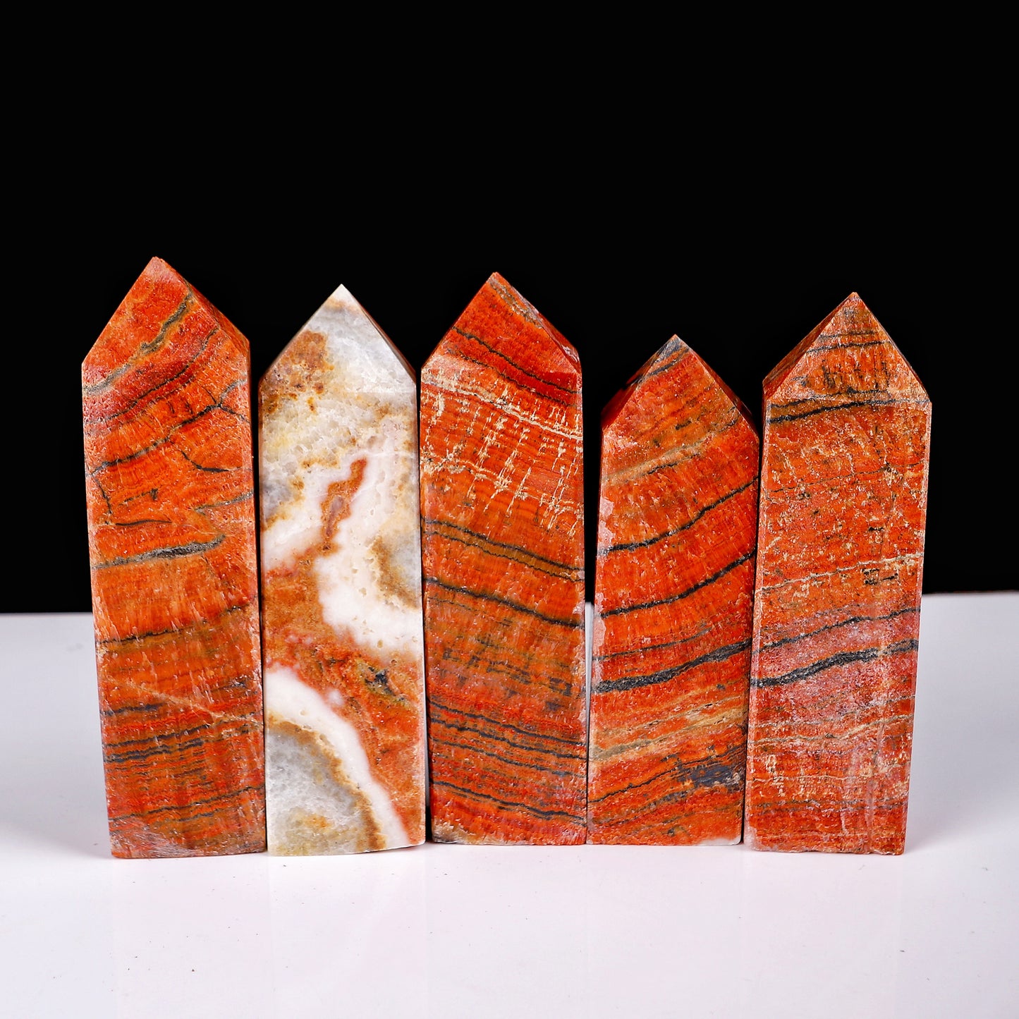 Natural Red patterned stone square pillar Heal ing Gemstone Home Decor
