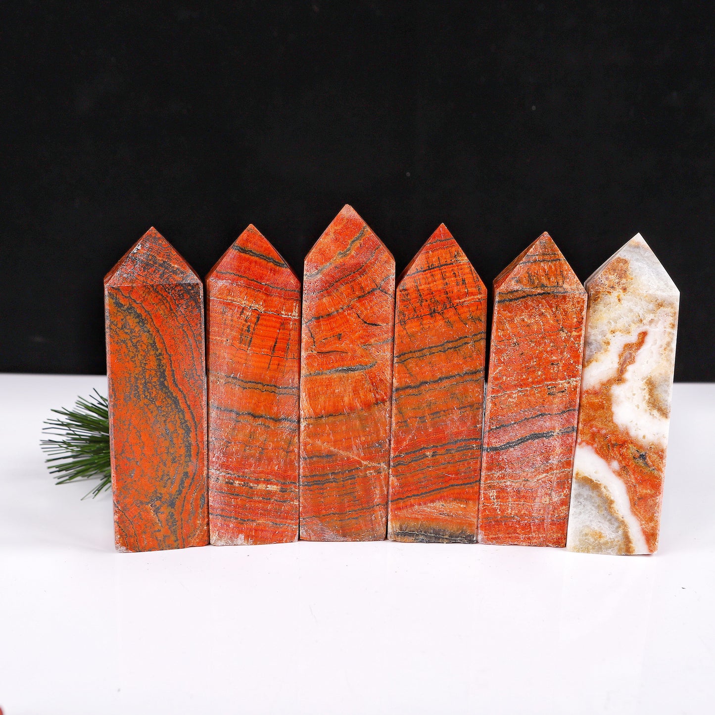 Natural Red patterned stone square pillar Heal ing Gemstone Home Decor