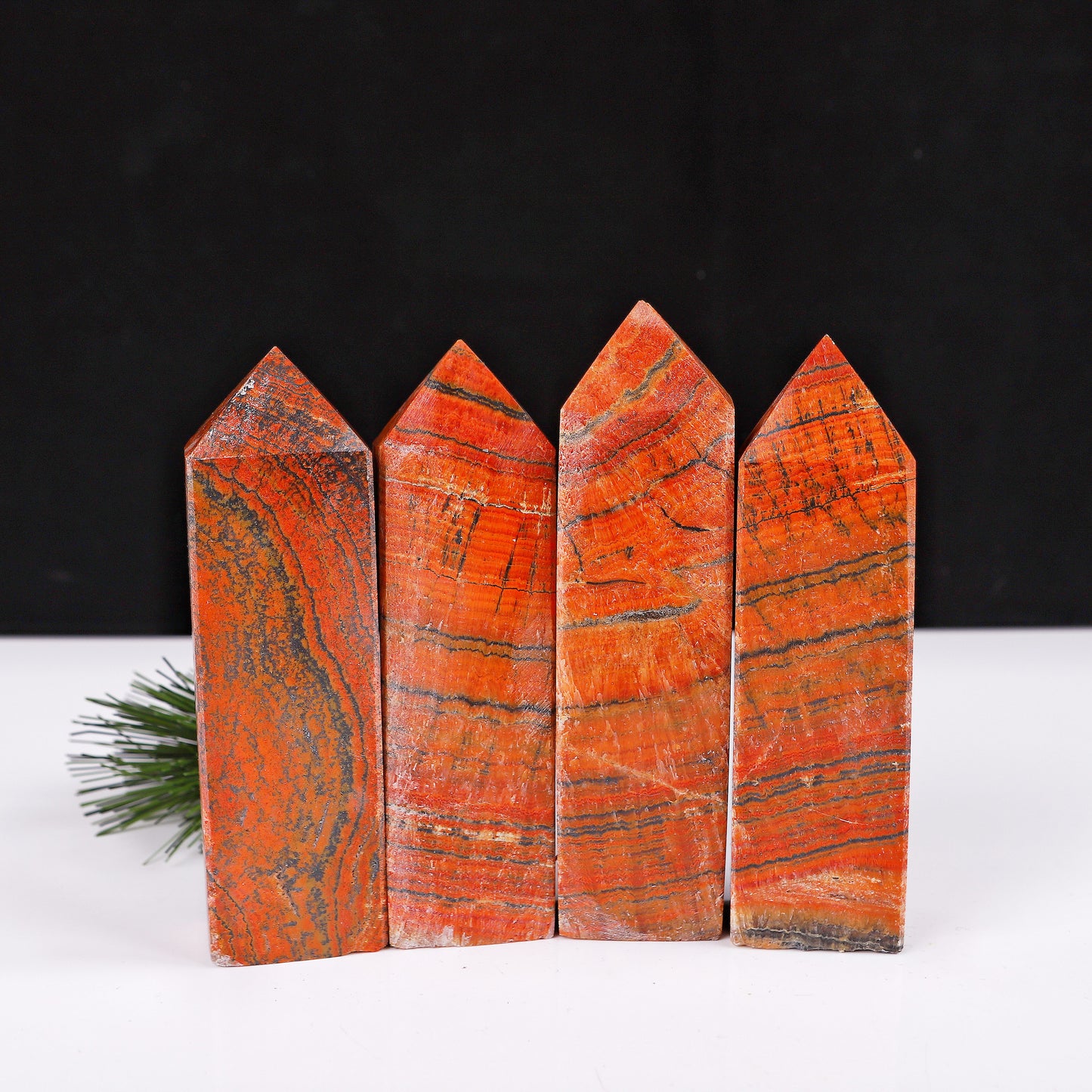 Natural Red patterned stone square pillar Heal ing Gemstone Home Decor