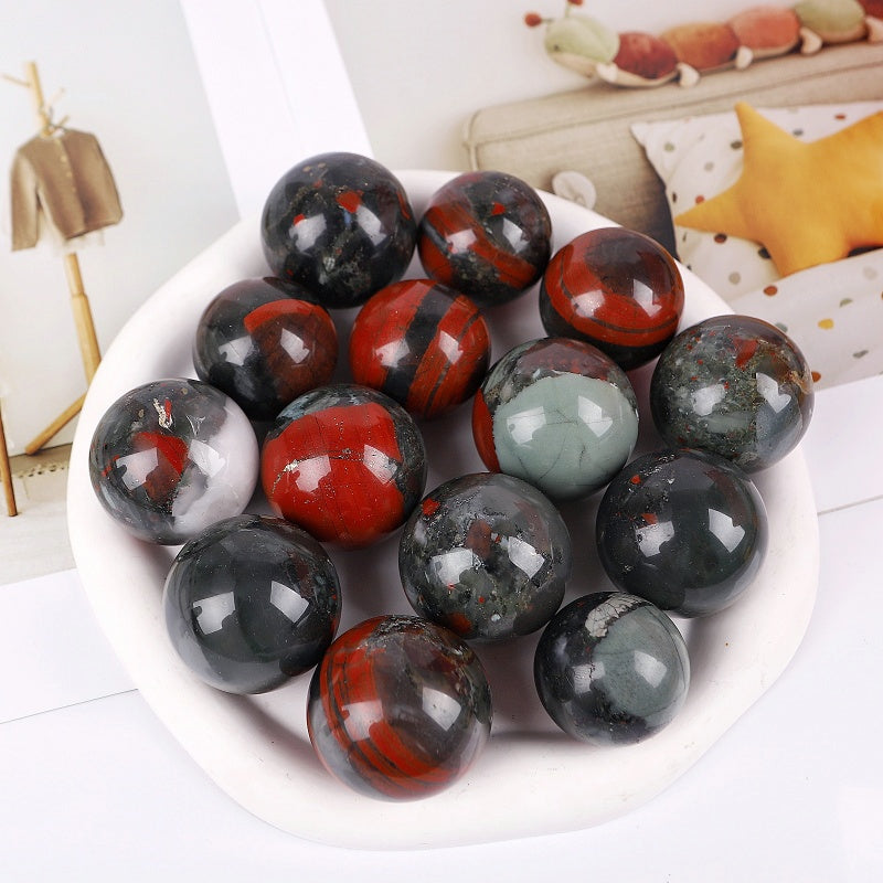 Natural African Blood Stone Ball Heal ing Gemstone Home Decor